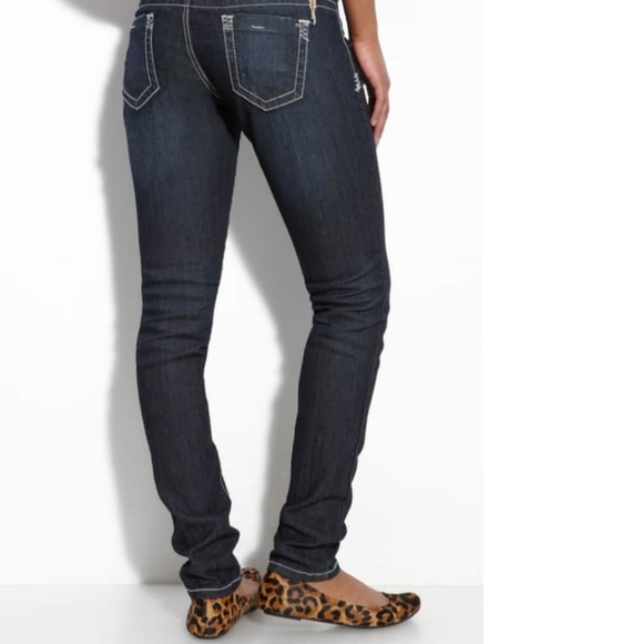 Skinny Stretch Jeans Whisker Dark Wash Jegging - Picture 2 of 6